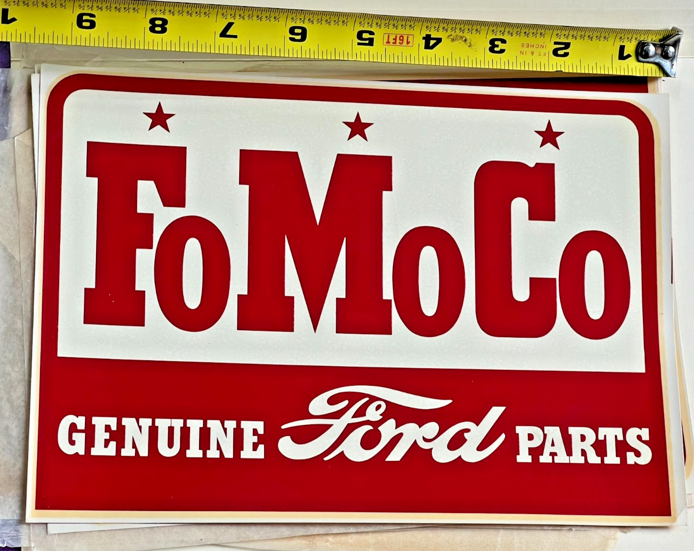 VINTAGE NOS GENUINE FORD FOMOCO PARTS SIGN DOOR WINDOW DECAL 9.5 x 6.5\