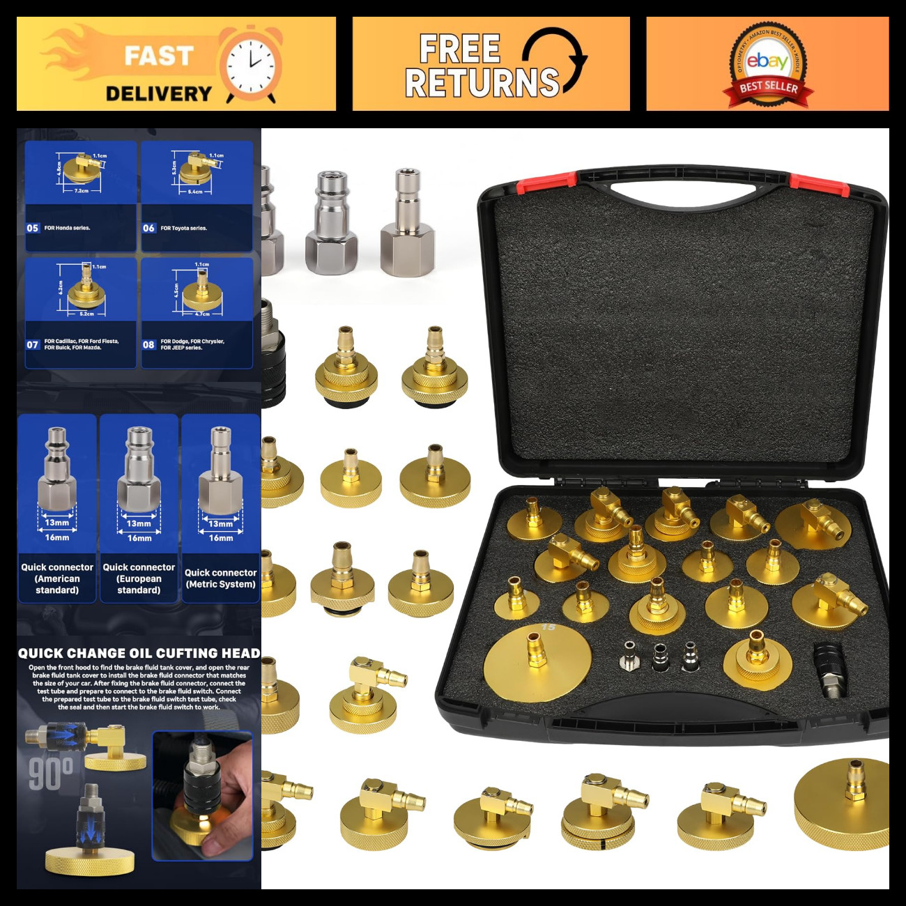 20PCS Brake Master Cylinder Bleeder Kit - Pressure Bleeder Adapters for Easy Mai