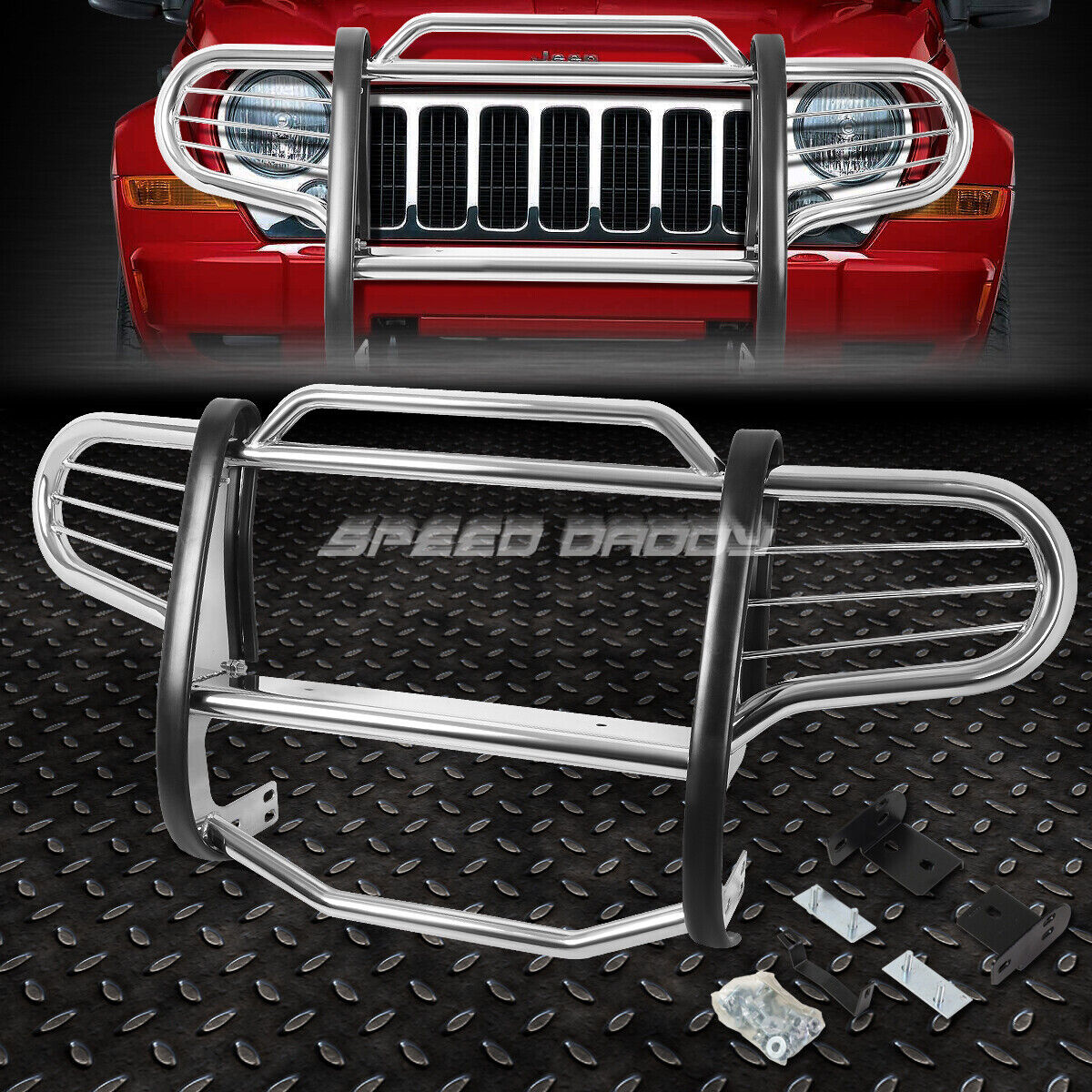 FOR 02-07 JEEP LIBERTY KJ SUV CHROME STAINLESS STEEL FRONT BUMPER GRILL GUARD