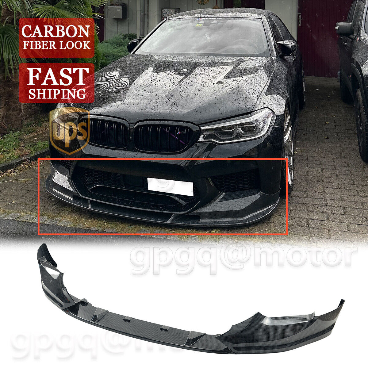 For BMW F90 M5 Competition 18-20 MP Style Carbon Fiber Front Bumper Lip Splitter