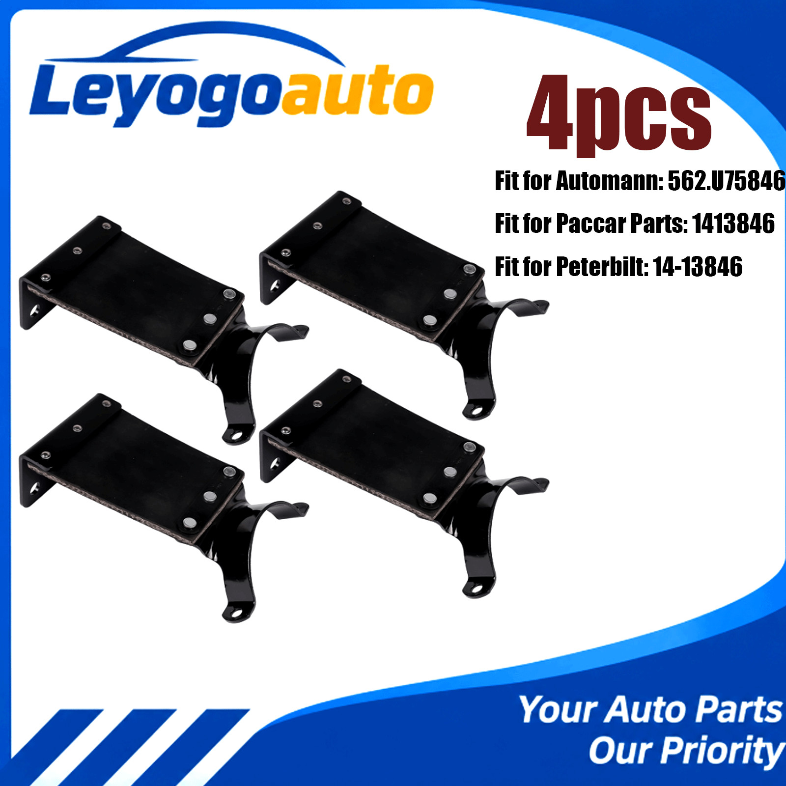 4 PCS  Heavy Duty Exhaust Bracket Kit for Peterbilt 14-13846 1413846 562.U75846