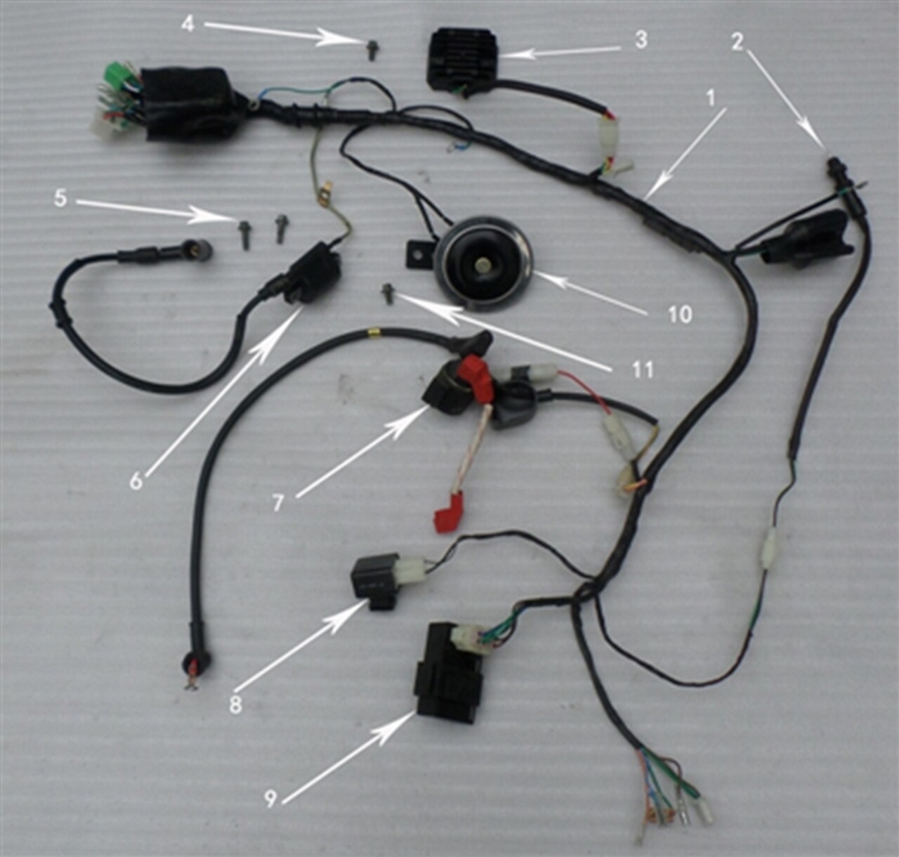 X-Pro Hawk 250 Carb Model Wire Harness Wiring (#1 in Diagram) Factory Original