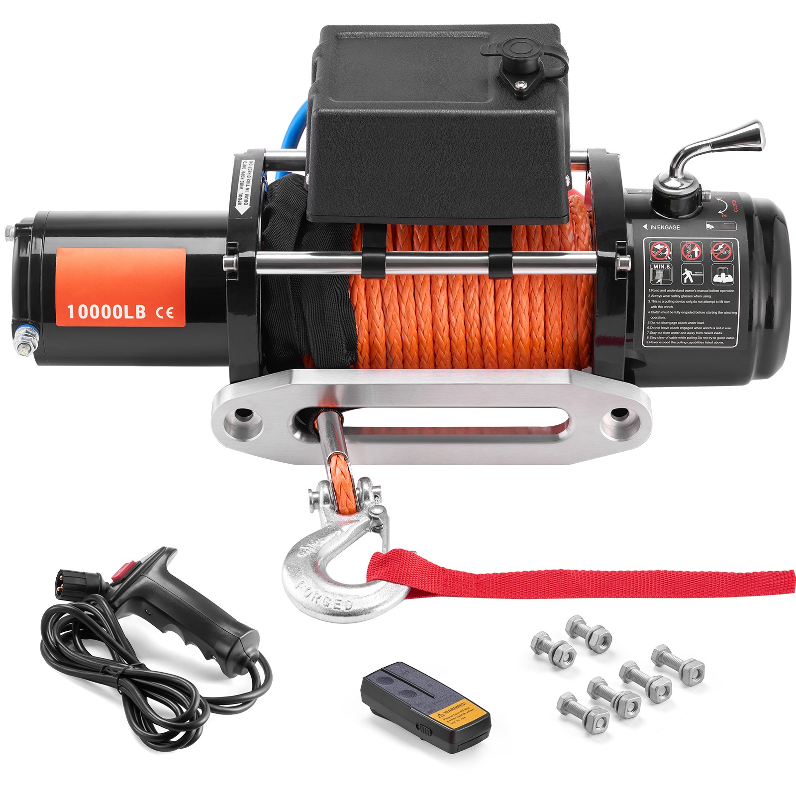 Uimoso Electric Winch 10,000lb with Synthetic Rope and Waterproof Remote Control