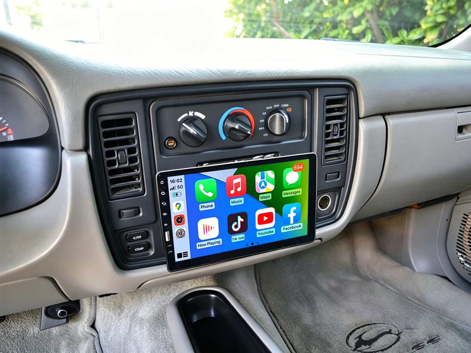 For 1994-1996 Chevy Impala SS Carplay Android Auto Single 1Din Car GPS Radio BT