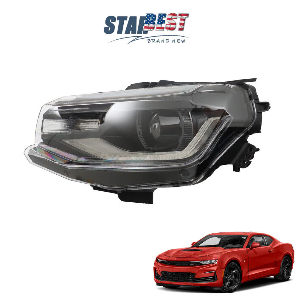 Left/LH Side Headlight Assembly For Chevy Camaro 2016-2022 Black HID W/ LED DRL