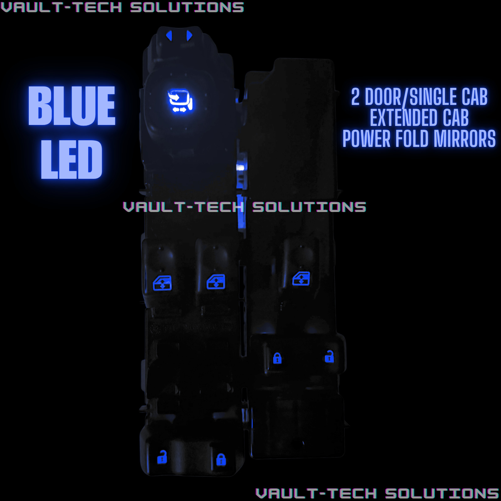 03-06 Silverado Sierra Single Cab Front Window Switch Set BLUE LED Power Fold