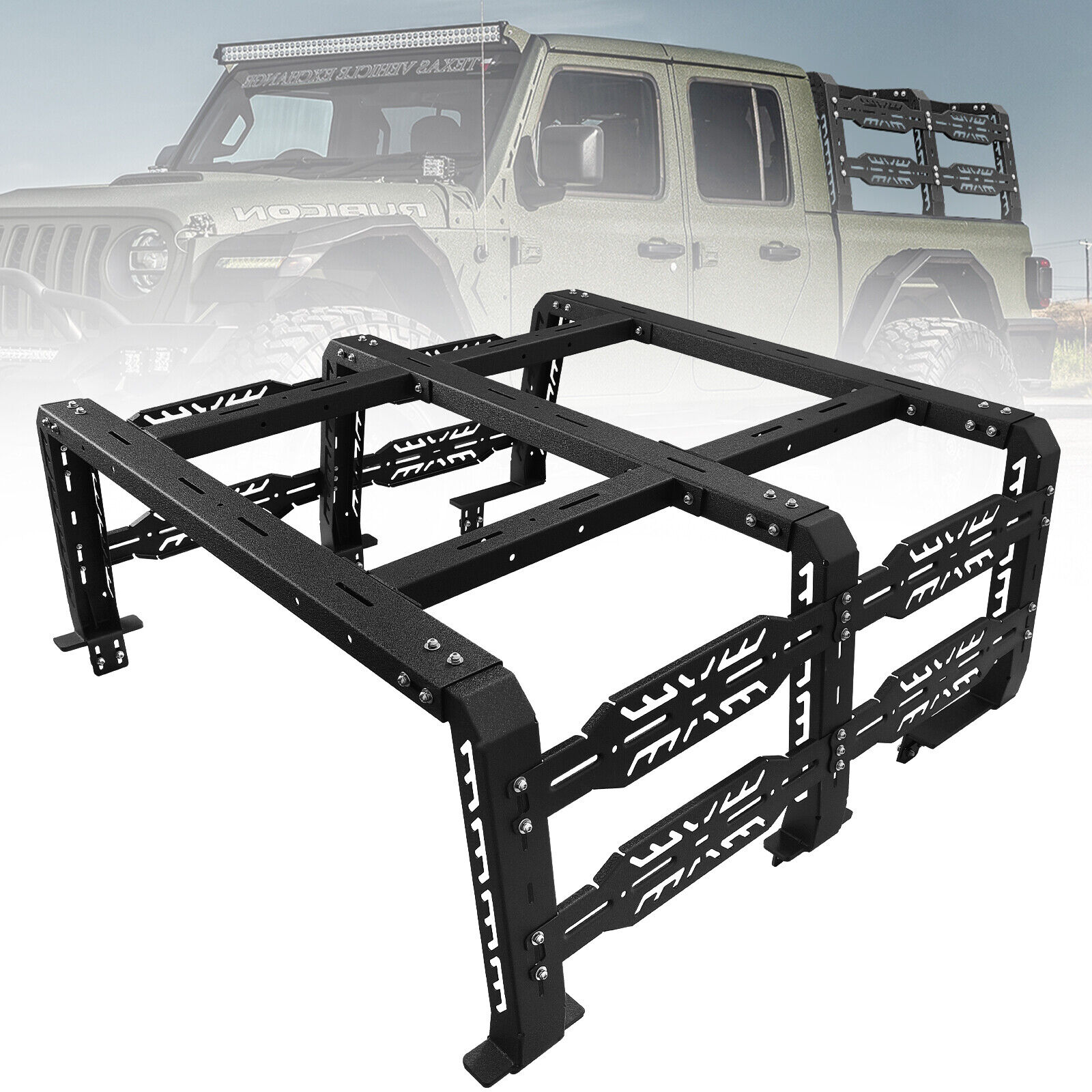 For 20-24 Jeep Gladiator JT Truck Bed Rack Cargo Luggage Carrier Rack Blk Steel