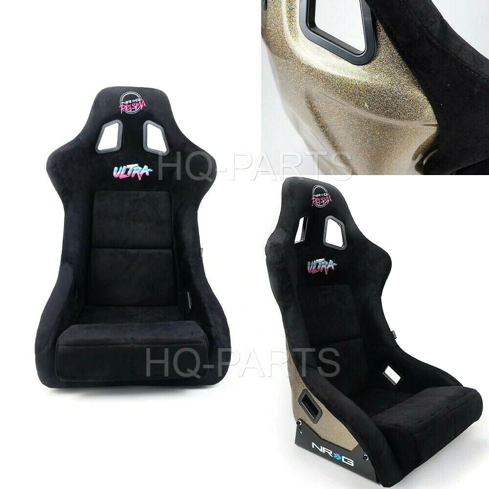 NRG PRISMA FIXED BACK BUCKET RACING SEAT FRP-302BK-ULTRA ALCANTARA BLACK LARGE