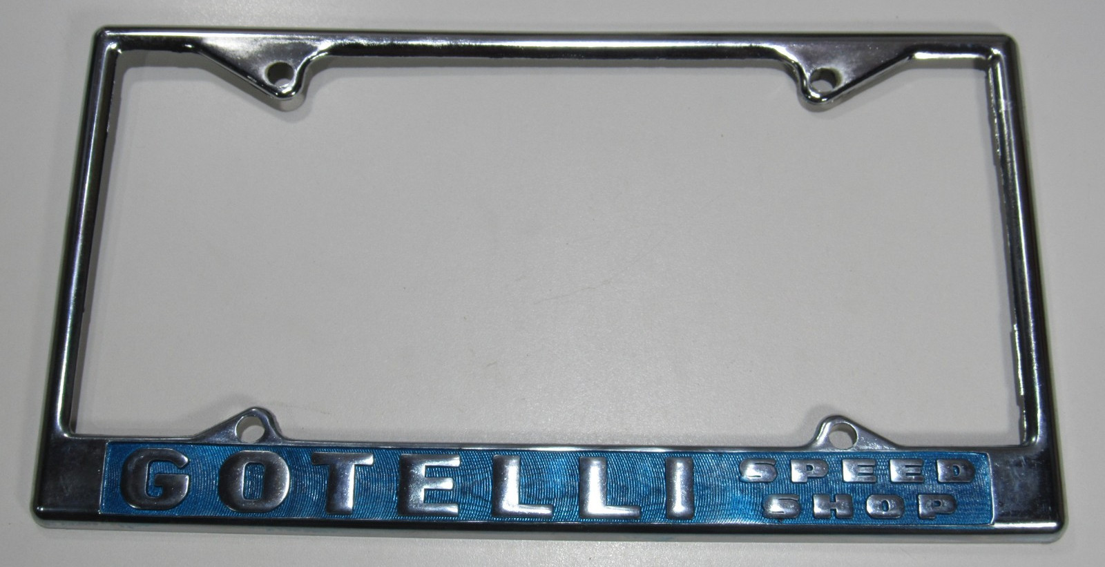 VTG NOS Gotelli Speed Shop San Francisco CA Metal License Plate Frame Tag RARE VTG NOS Gotelli Speed Shop San Francisco CA Metal License Plate Frame Tag RARE
