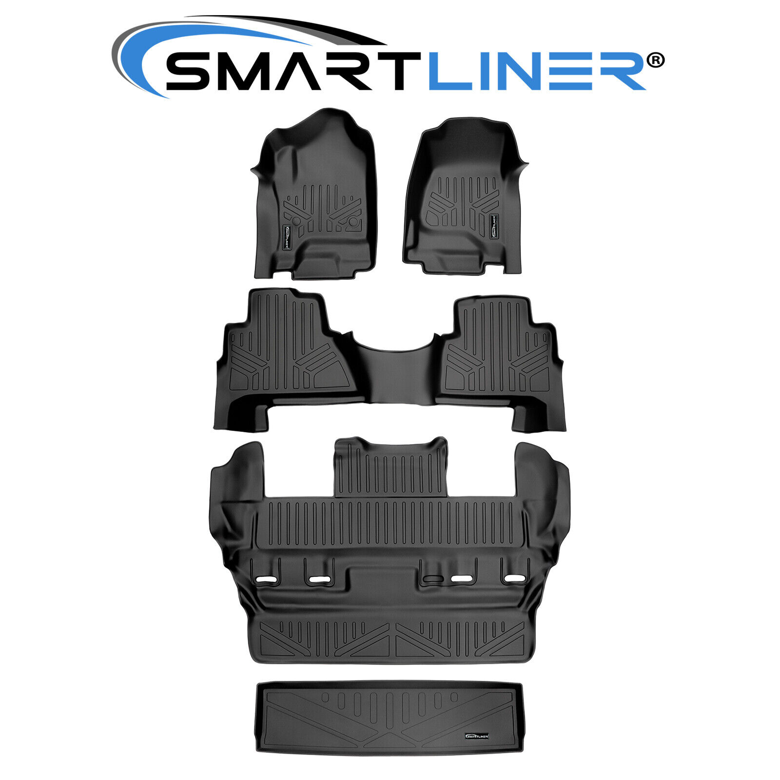 SMARTLINER Custom Fit Floor Mats 3 Rows &Cargo Liner 2015-2020 Cadillac Escalade