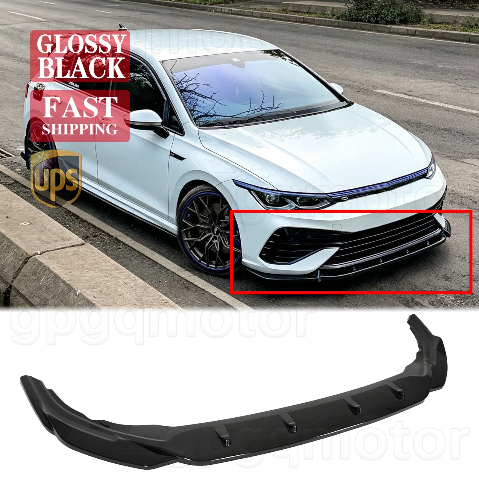 For Volkswagen Golf R MK8 2022-26 MX Style Gloss Black Front Bumper Lip Splitter
