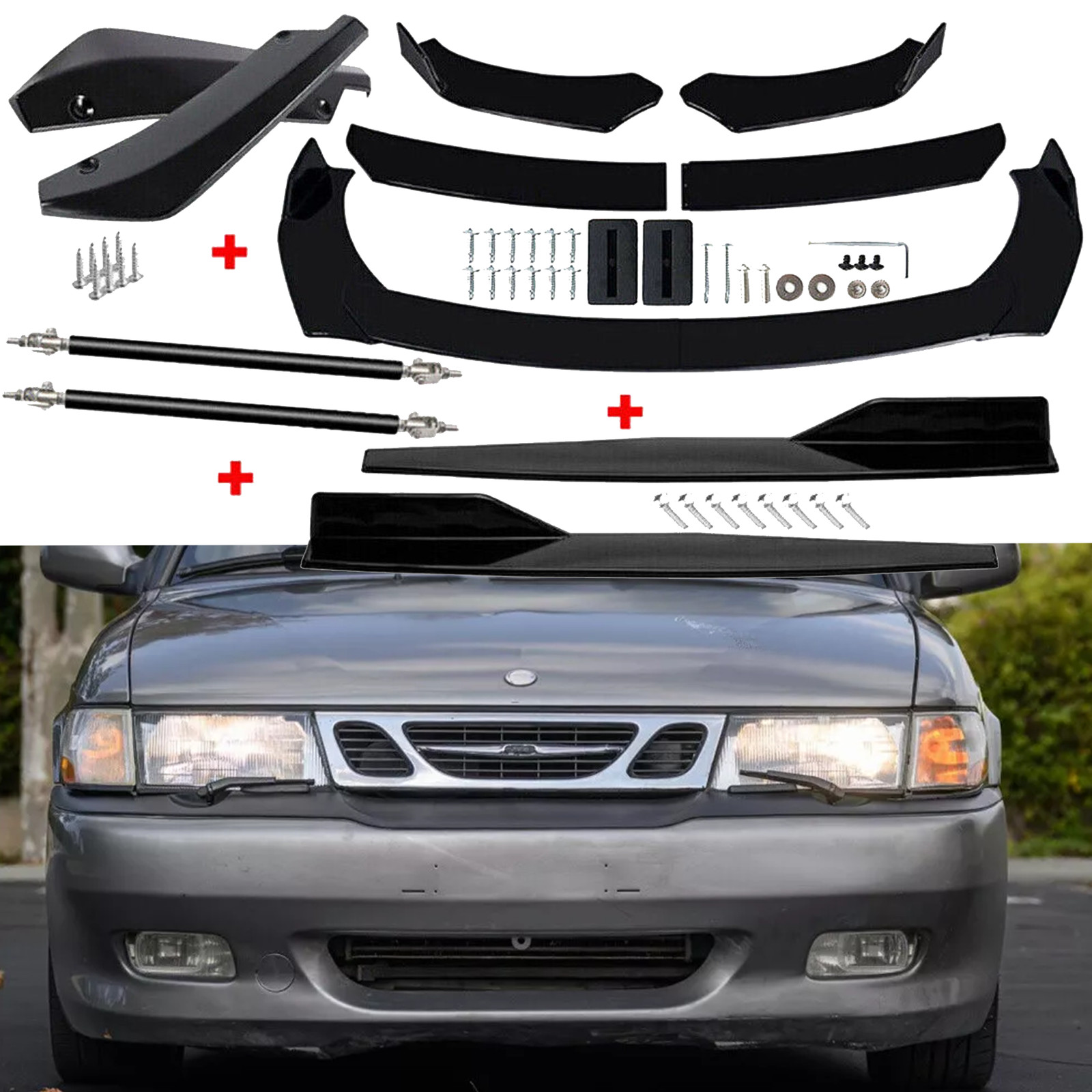 For Saab 9-3 Viggen Front Rear Bumper Lip Spoiler Body Kit Splitter Side Skirt
