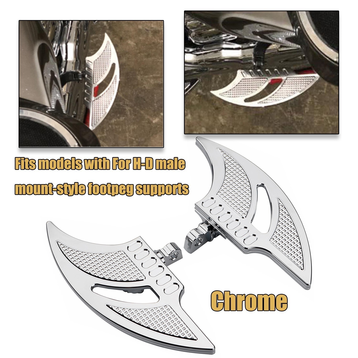 Chrome Motorcycle CNC Cut FootPegs Rear Passenger Floorboards Fit For Harley CVO