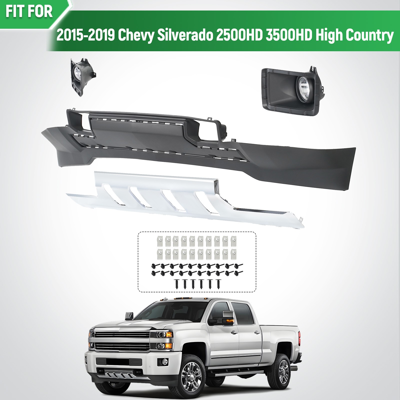 Upgrade Front Bumper Deflector Valance For 2015-2019 Chevy Silverado 2500 3500 Upgrade Front Bumper Deflector Valance For 2015-2019 Chevy Silverado 2500 3500