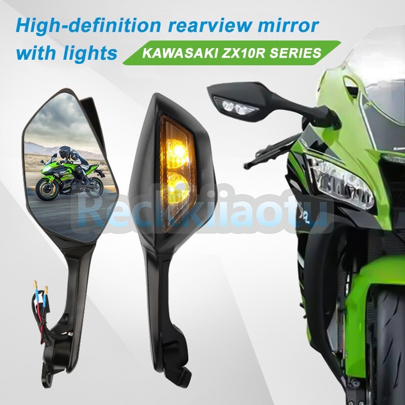 For Kawasaki Ninja ZX10R 2011-15 / H2 2014 2015 Rearview Mirrors LED Turn Signal