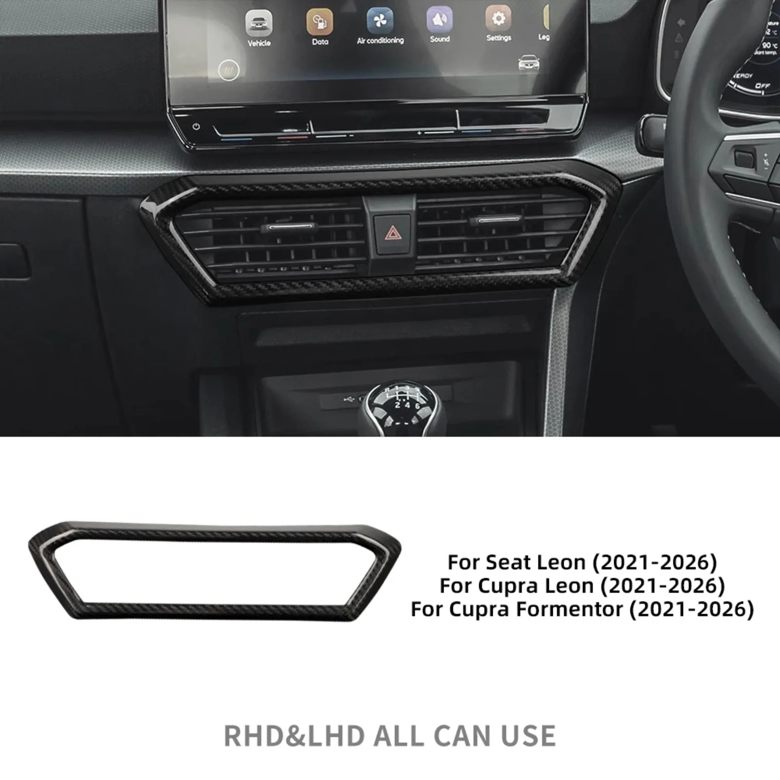 For Seat Leon Cupra Formentor 2021-2026 Carbon Fiber Center Air Vent Frame Anti