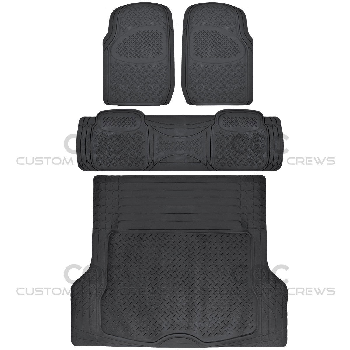 4pc Full Set All Weather Heavy Duty Rubber Black SUV Floor Mats Trunk Liner⭐⭐⭐⭐⭐