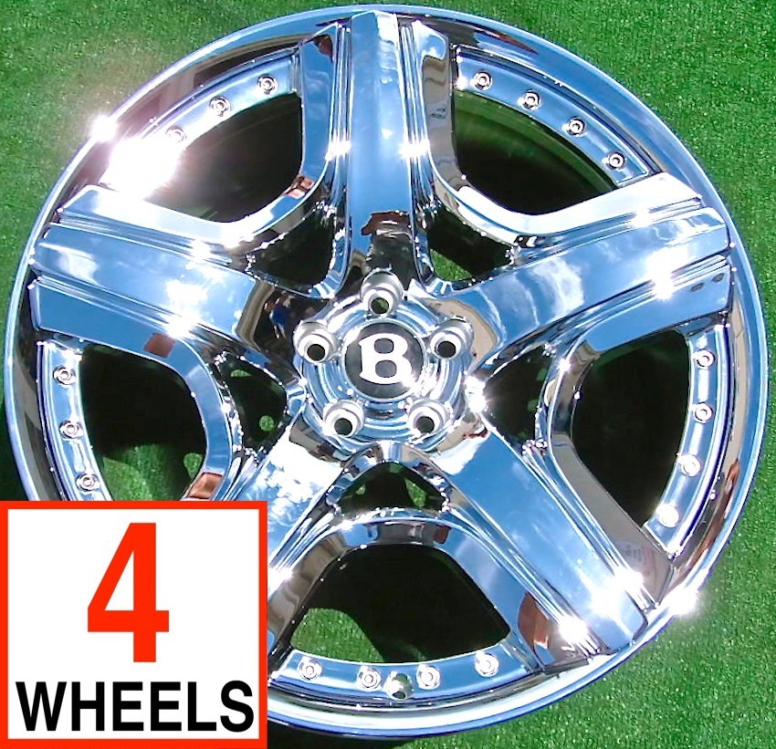 4 Chrome Factory Bentley Wheels OEM Mulliner 21 inch Flying Spur Continental GT