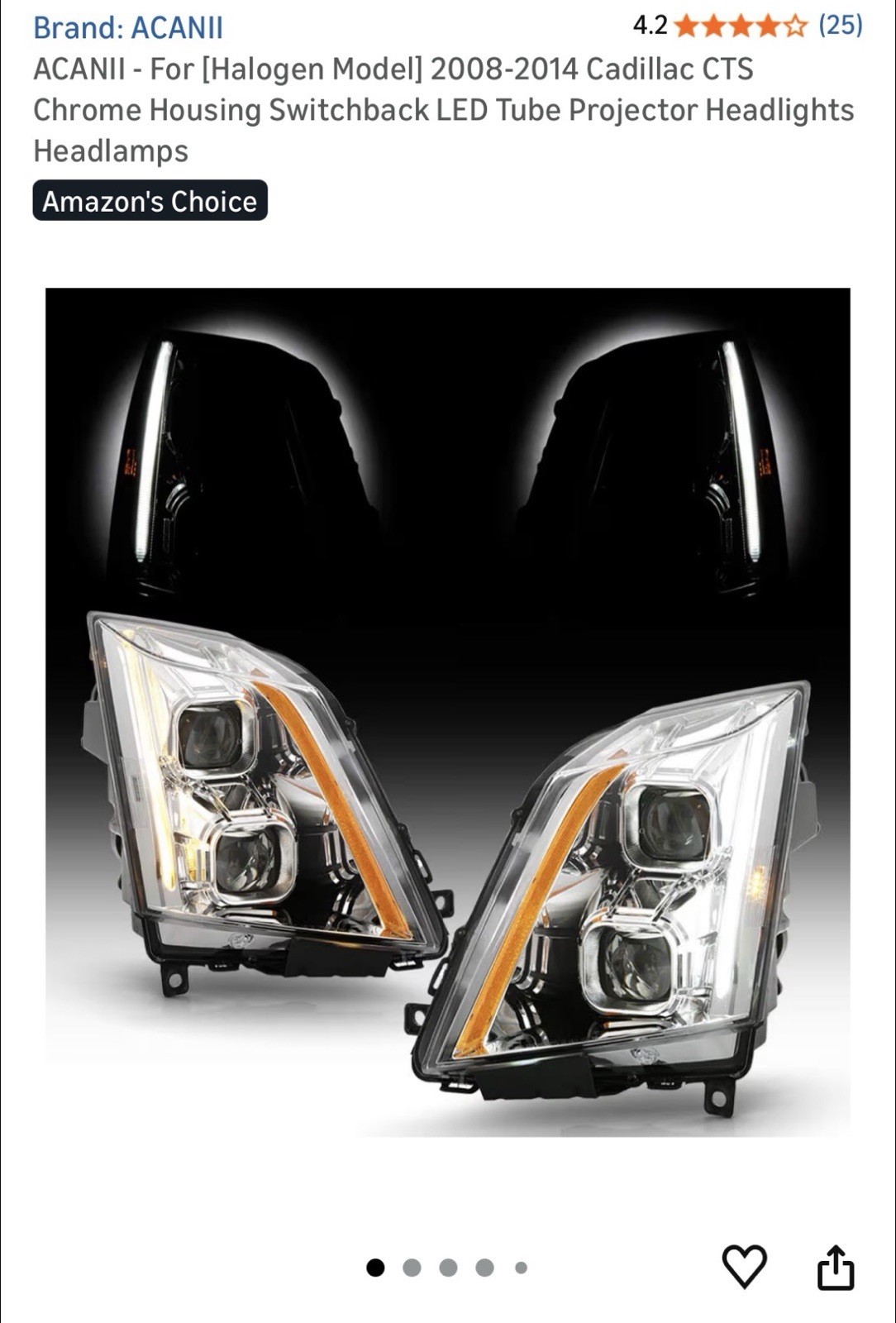 ACANII Cadillac CTS Chrome Housing Switchback Lead Tube Projector Headlights ACANII Cadillac CTS Chrome Housing Switchback Lead Tube Projector Headlights