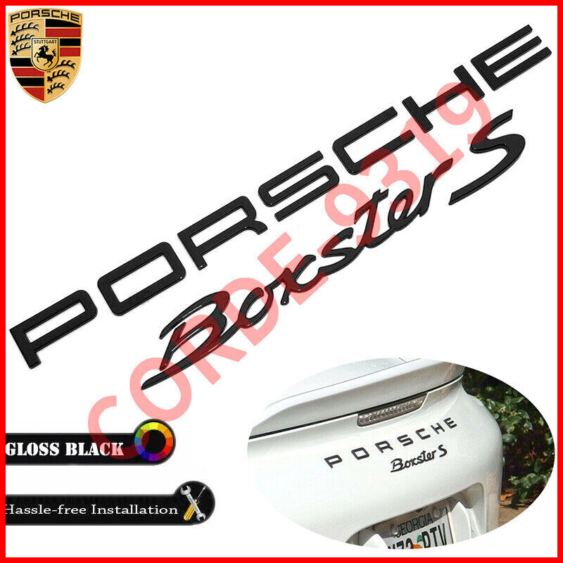 Gloss Black Porsche Boxster S Letters Rear Badge Emblem Look Deck Lid Set