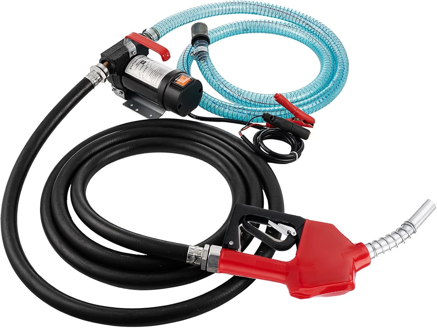 12V Diesel Transfer Pump 200W 10.5GPM Self-Priming w/Nozzle/Hoses Farm