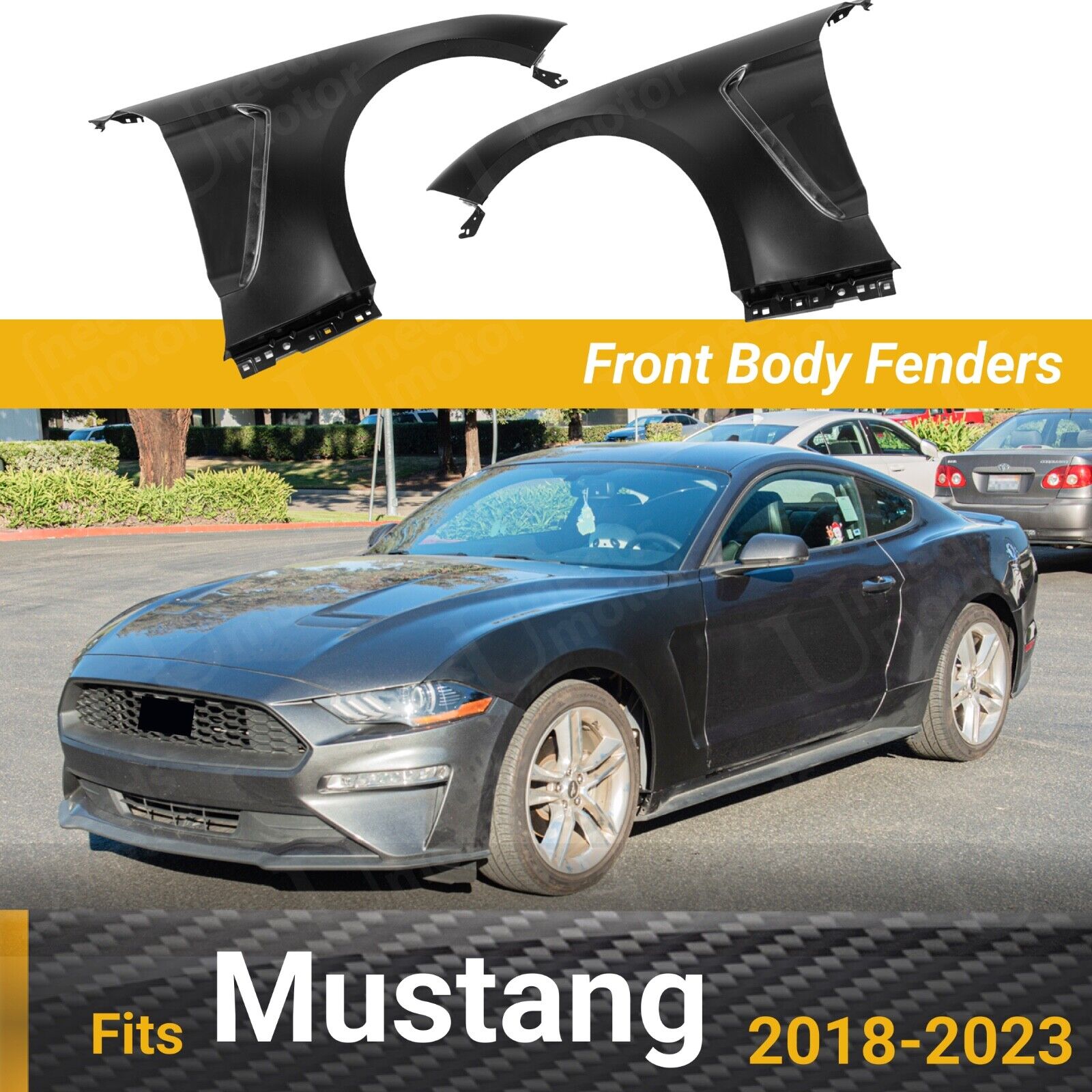 Fits 2018-2023 Ford Mustang Ecoboost GT350 Style Pair Front Side Fenders w/Vent