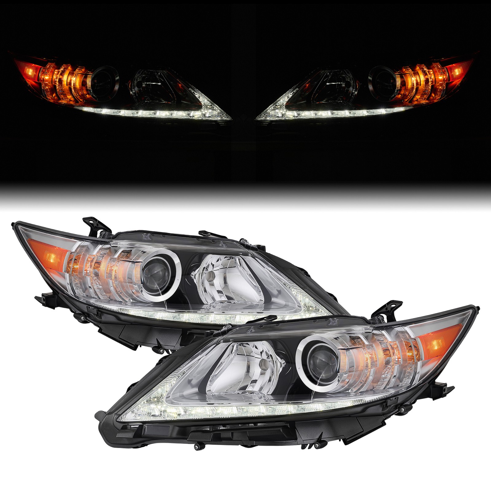 Pair Kit HID Xenon Headlights w/DRL For 2013-2015 Lexus ES350 ES300h Base 4-Door