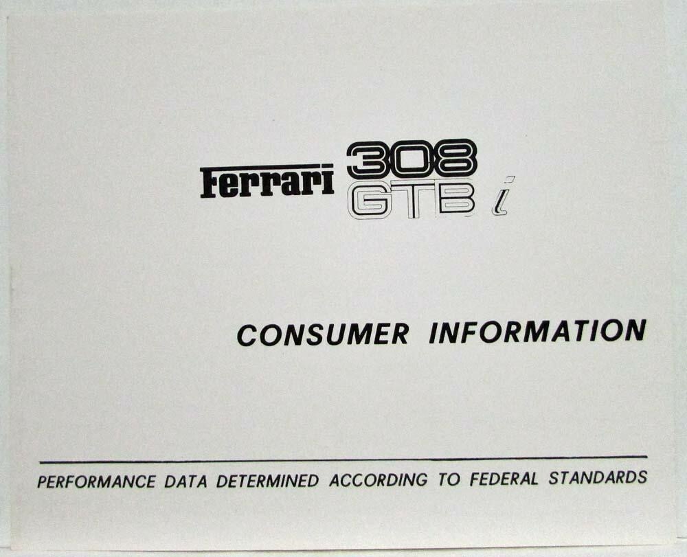 1981 Ferrari 308 GTBi Consumer Information 1981 Ferrari 308 GTBi Consumer Information