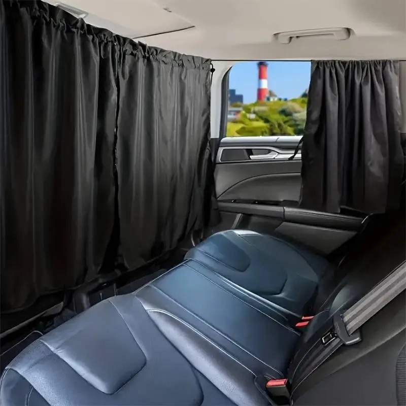 4Pcs Car Privacy Curtain Set Window Shade Travel Camping Blackout Detachable