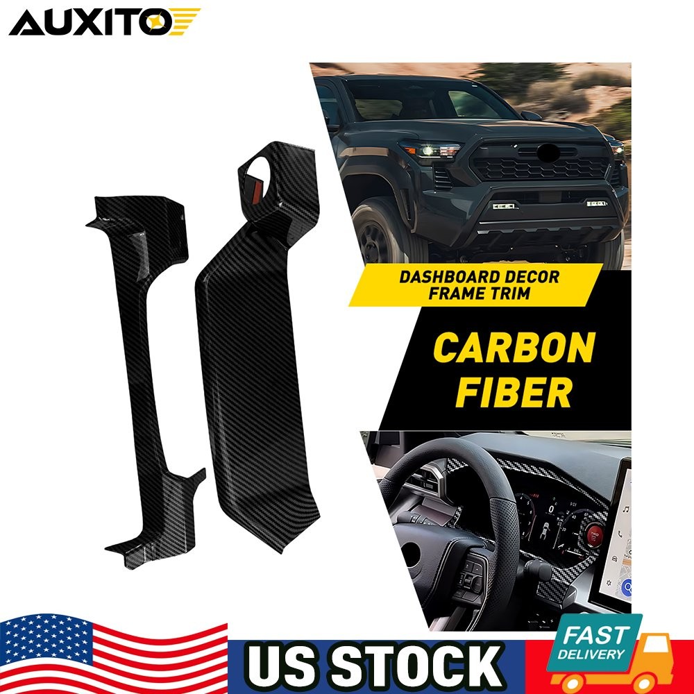 2X Car ABS Carbon Fiber Front Dashboard Panel Frame Trim For Toyota Tacoma 24-26