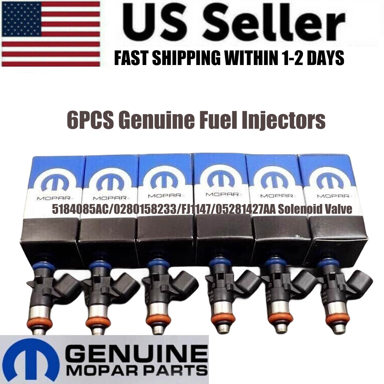 6X New Genuine Fuel Injectors OEM 5184085AC For Chrysler Dodge Durango 3.6L V6