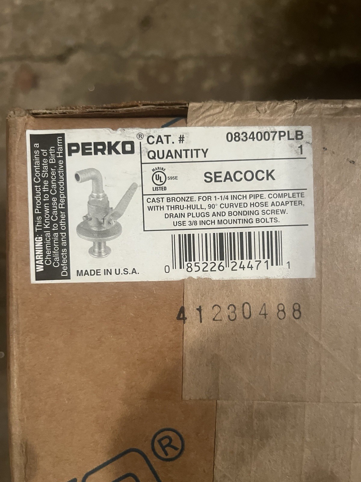 Perko Seacock W/Curved 1 1/4” 0834007PLB Perko Seacock W/Curved 1 1/4” 0834007PLB