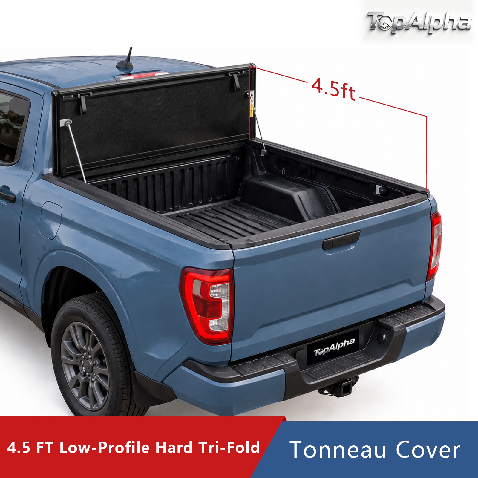 4.5FT FRP Low Profile Flip Up 3-Fold Tonneau Cover For 2022-2026 Maverick Bed
