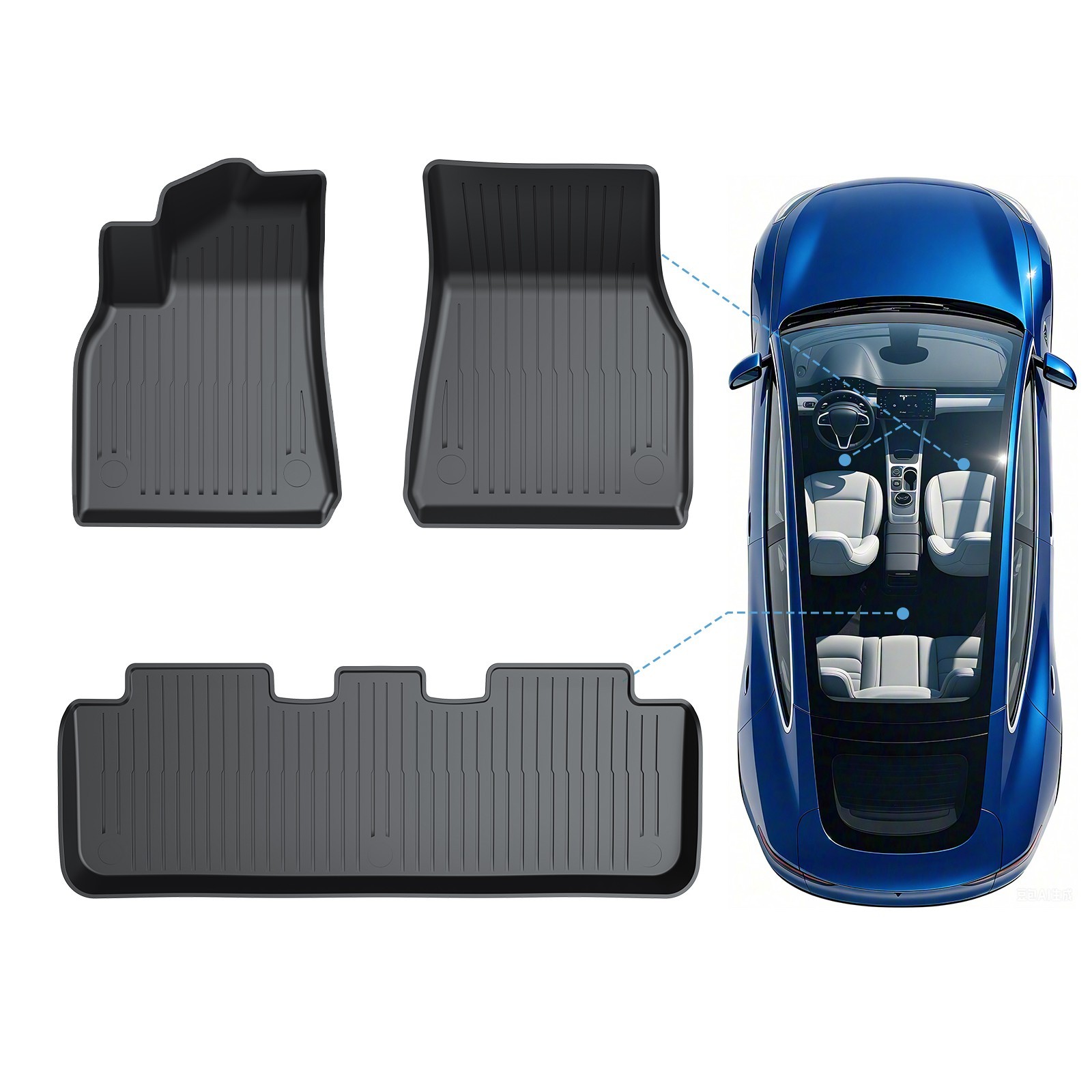 COMAUTO TPE Cargo Liner 3PCS For Tesla Model Y 2020-2025 (Not for Juniper/7Seat)