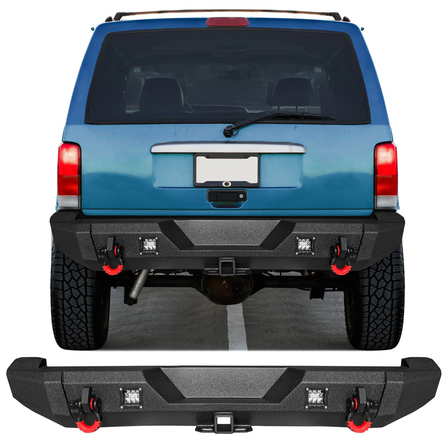 Fits 1984-2001 Jeep Cherokee XJ Steel Rear bumper with LED Lights and D-rings