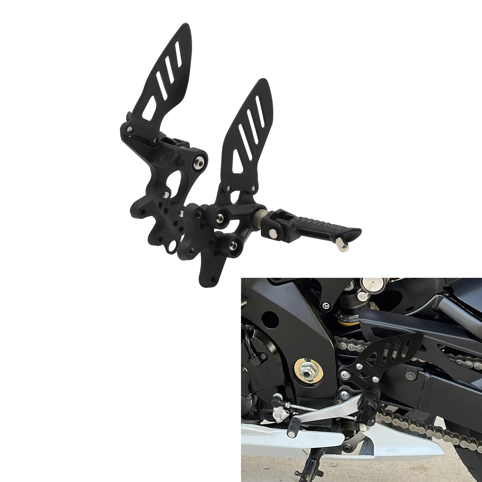 Driver Rider Foot Pegs Footrest Brackets Set Fit For Suzuki GSXR1000 2005-2008