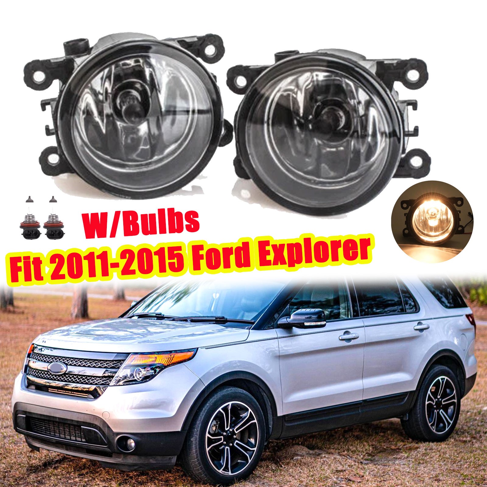 For 2011 2012 2013 2014 2015 Ford Explorer Front Bumper Lamp Fog Light Pair