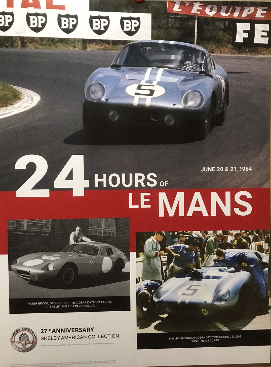 24 Hrs of Le Mans 1964 Cobra Daytona Coupe CSX 2299 SAC 2023 Event Car Poster