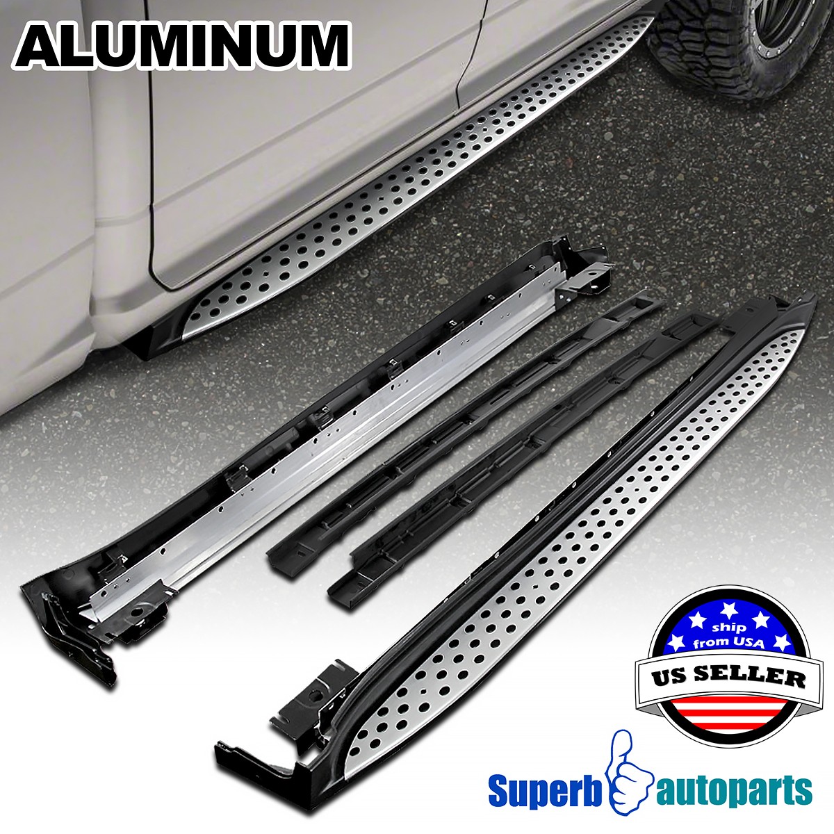 Fits 2007-2012 Mercedes Benz X164 GL 350 450 Nerf Side Step Bar Running Board