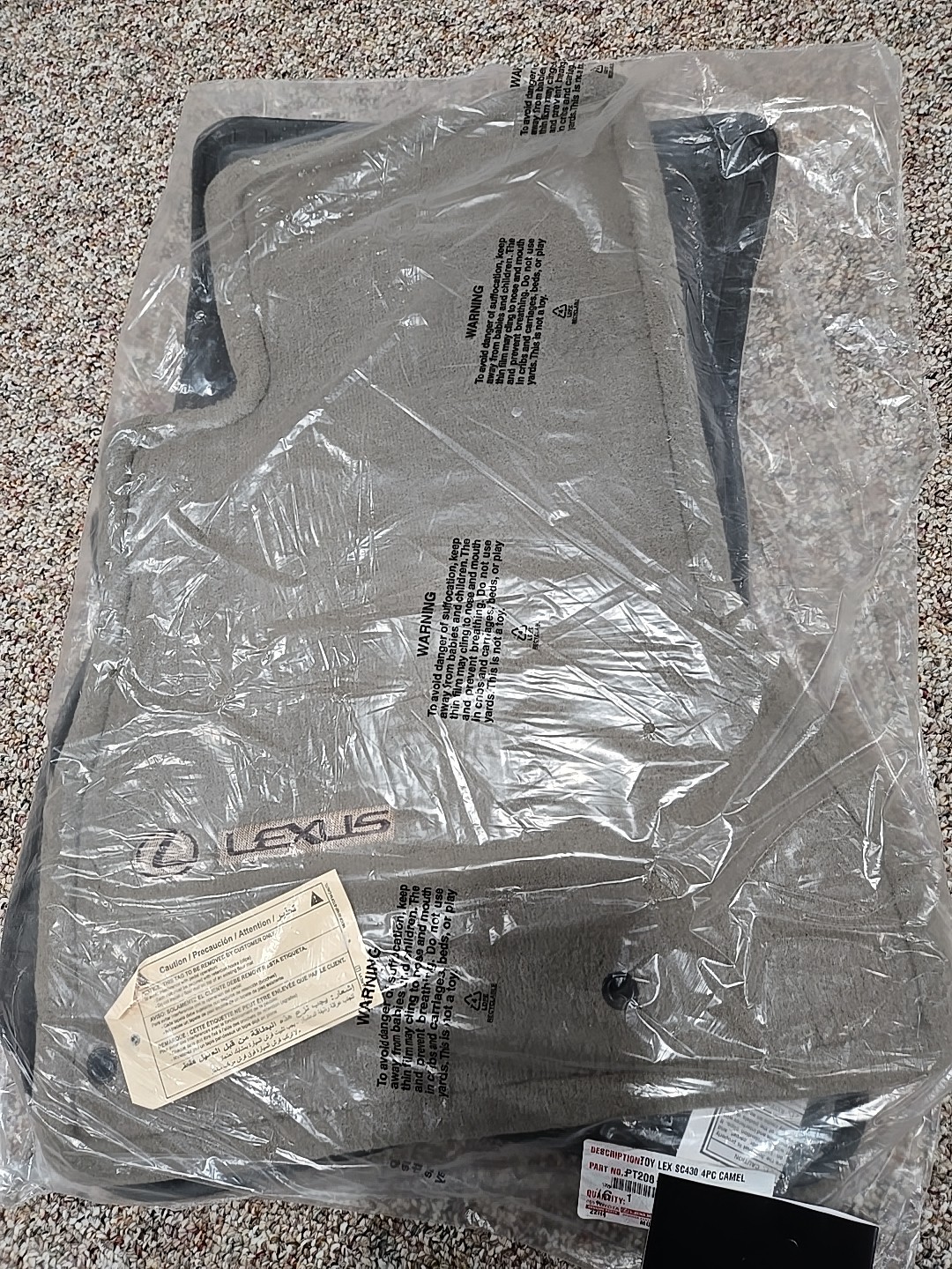 BRAND NEW Discontinued Genuine Lexus SC430 OEM NEW Floor Mats 4 Piece Set TAUPE