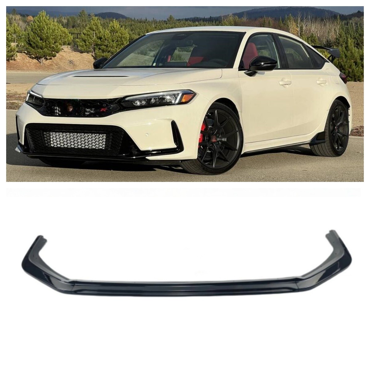 For Honda Civic 2022-2024 Front Lip RS V2 Style Gloss Black Splitter Spoiler