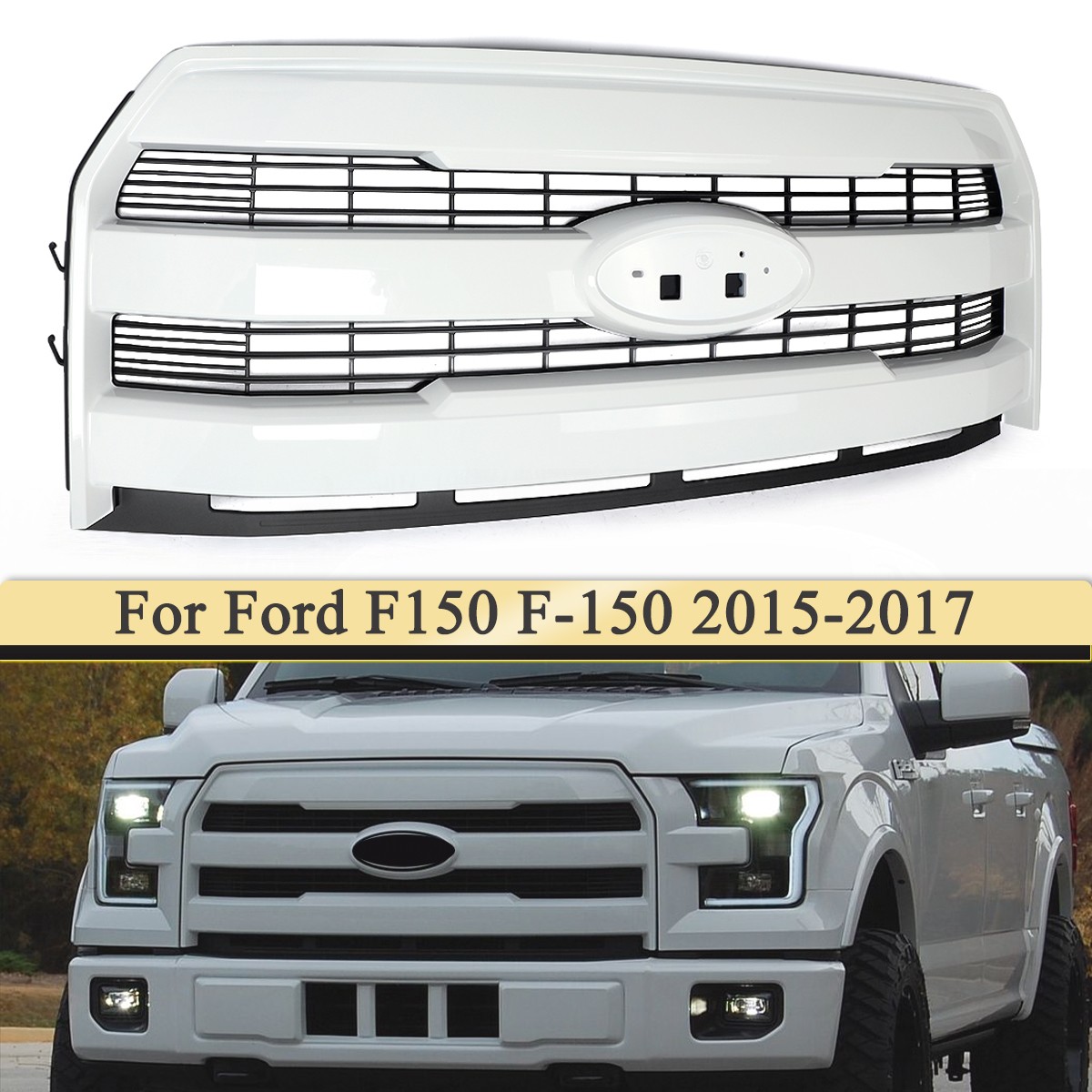 Oxford White Front Grille Grill For Ford F150 F-150 2015-2017 Lariat w/o Camera Oxford White Front Grille Grill For Ford F150 F-150 2015-2017 Lariat w/o Camera
