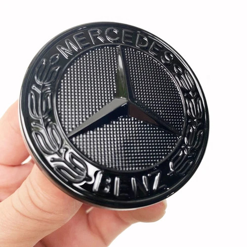 🌟Black 57mm/2.24IN Flat Hood Emblem/Badge/Laurel Wreath For Mercedes-Benz