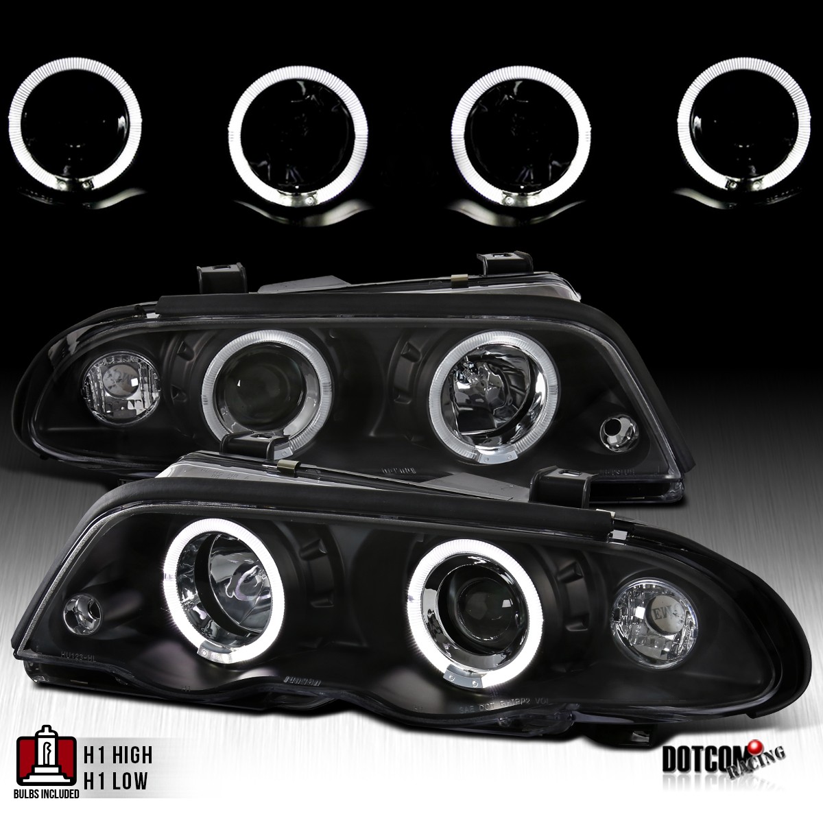 Fit 1999-2001 BMW E46 3 Series 4Dr Black LED Halo Projector HeadLIGHT Lamp LH+RH Fit 1999-2001 BMW E46 3 Series 4Dr Black LED Halo Projector HeadLIGHT Lamp LH+RH