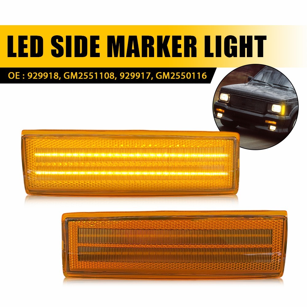 2x LED Side Marker Light For 1982-90 Chevrolet S10 1983-90 Blazer Oldsmobile EPU
