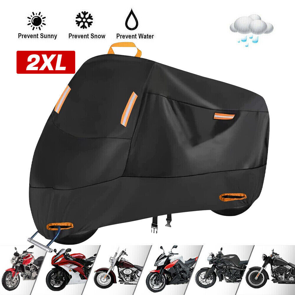 2XL Motorcycle Cover Waterproof Heavy Duty for Winter Outside Storage Snow Rain