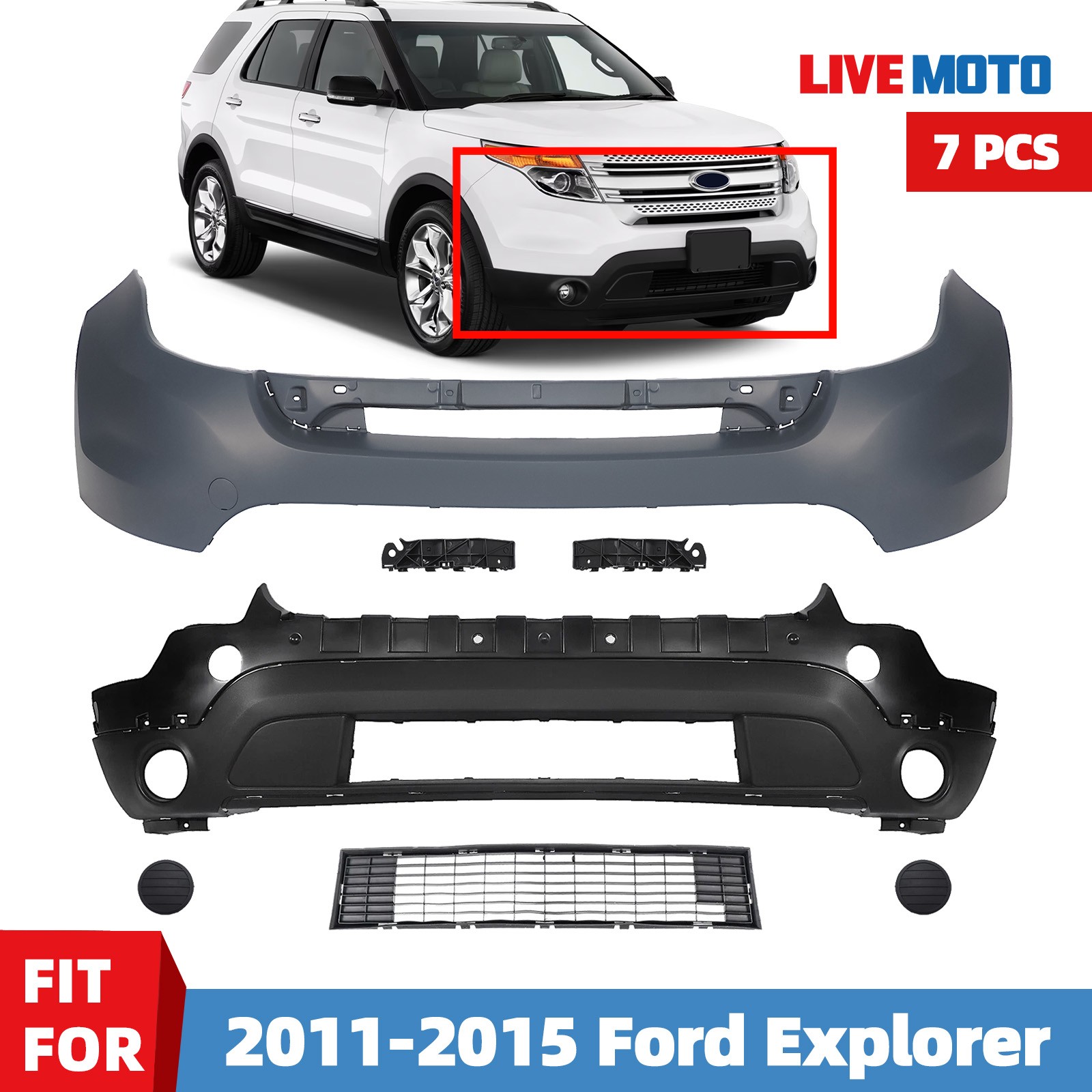 Front Bumper Cover Set For 2011 2012 2013 2014 2015 Ford Explorer Limited XLT Front Bumper Cover Set For 2011 2012 2013 2014 2015 Ford Explorer Limited XLT