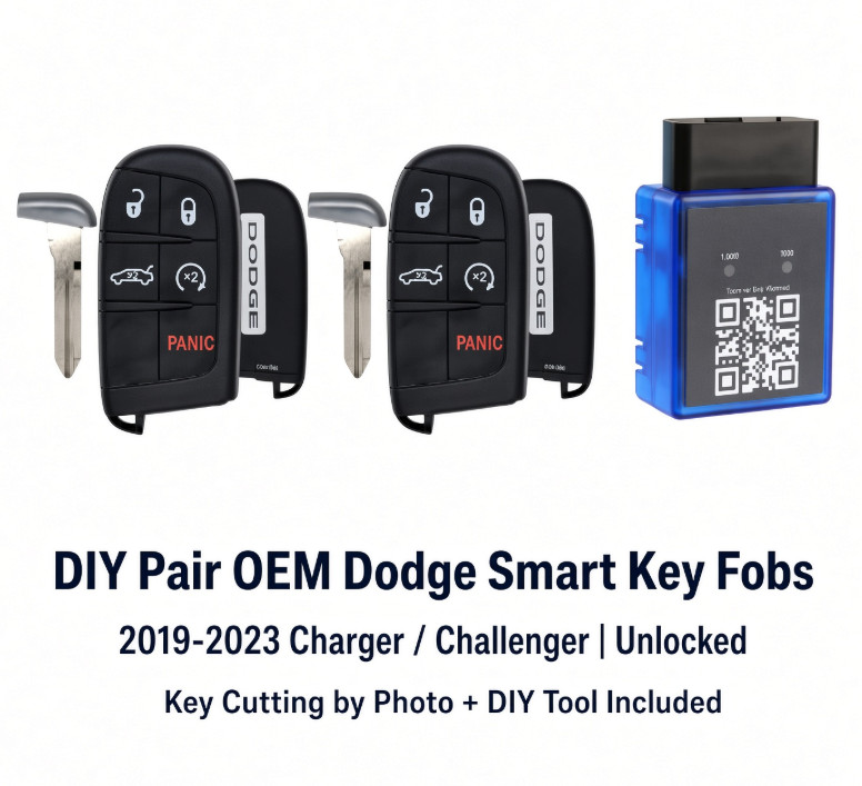 DIY Pair OEM Dodge Charger Challenger 2019-2023 Smart Key + Key Cutting