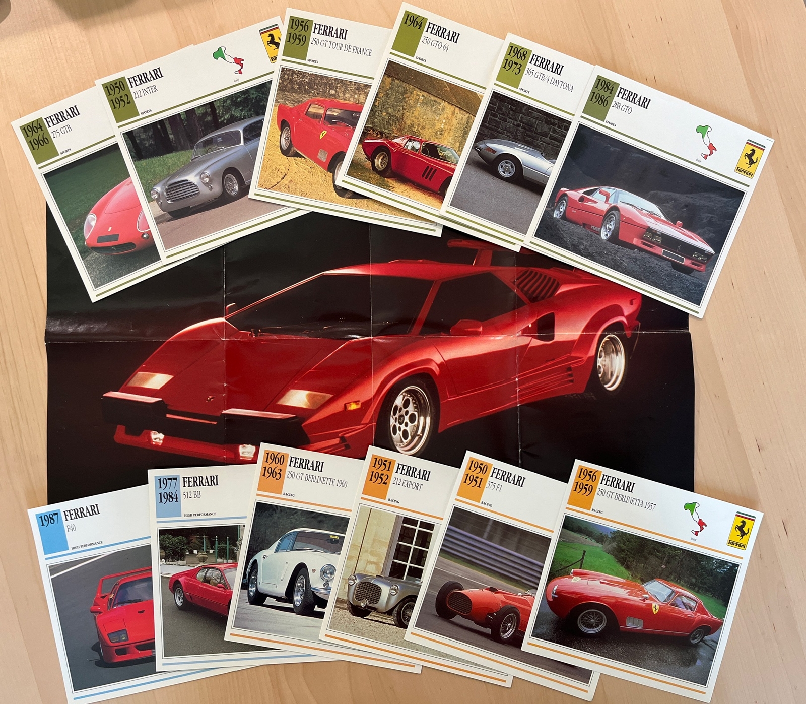 VTG Ferrari Cars Photo Card 1950-1987 Collection of picture of Set 13 ,1 poster VTG Ferrari Cars Photo Card 1950-1987 Collection of picture of Set 13 ,1 poster