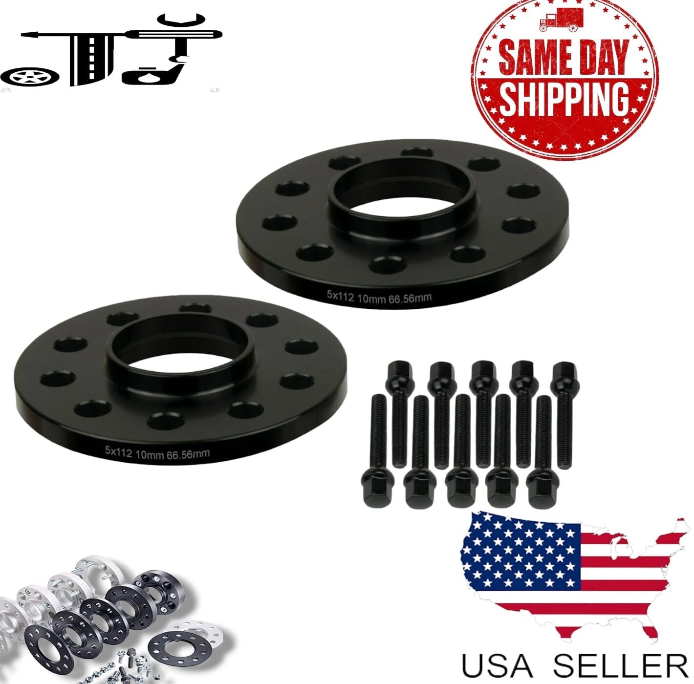 4PC 10MM THICK 5X112 66.56MM WHEEL SPACER +14X1.25 BOLTS 335i xDRIVE 2010